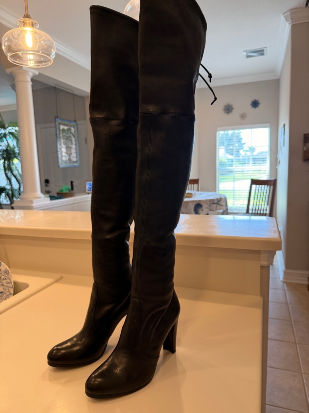 Stuart Weitzman Classic Black Over-the-Knee Heeled Boots